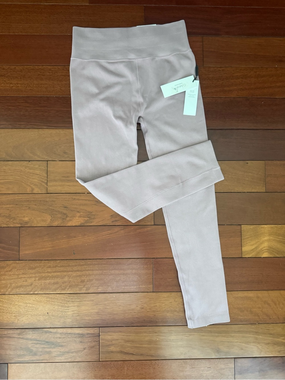 Calvin Klein High-Waist Ribbed Leggings-Light Mauve